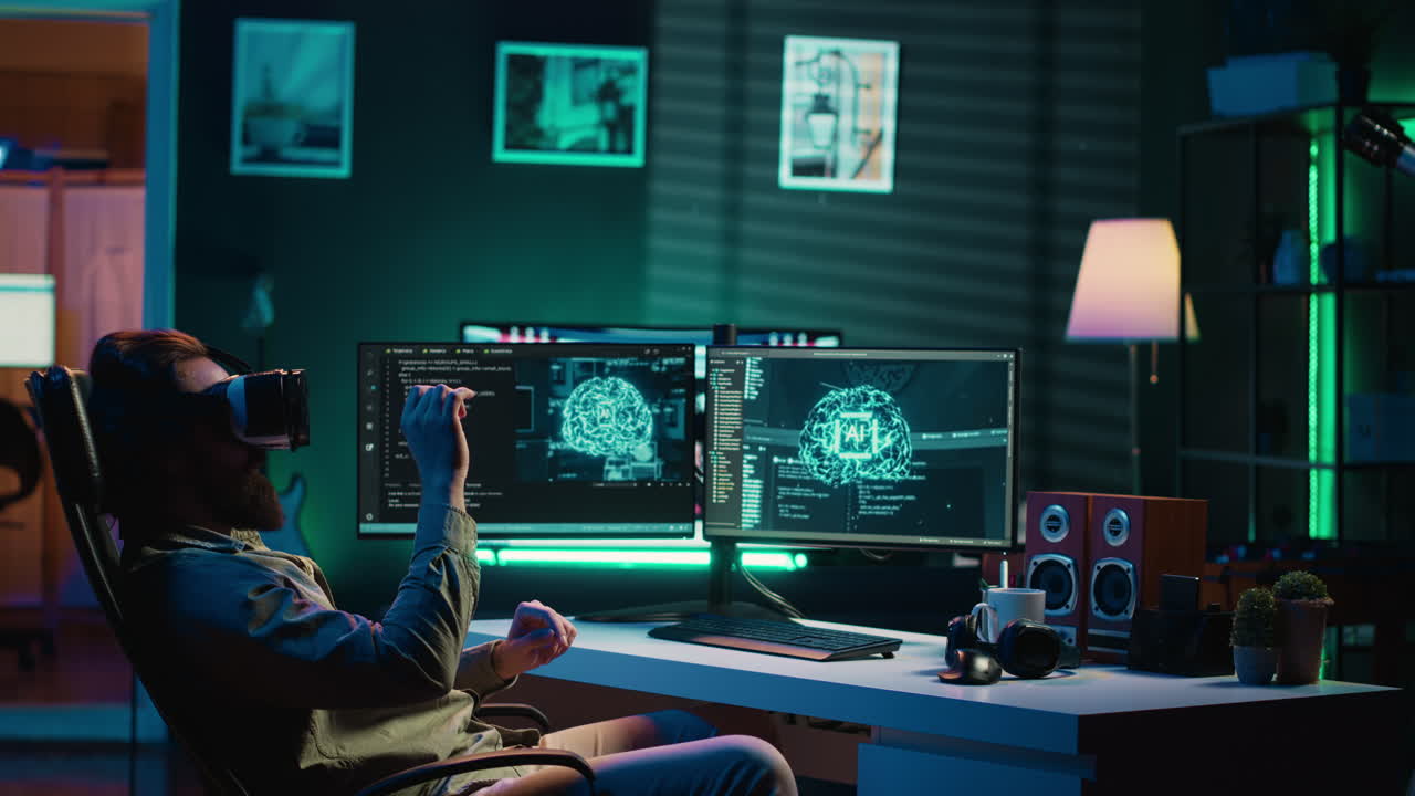 Computer scientist using VR technology to make AI become sentient, celebrating