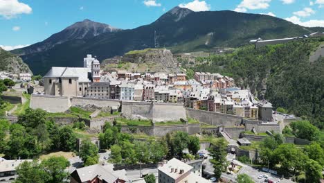 briancon fortified city in french alps, france - aerial 4k