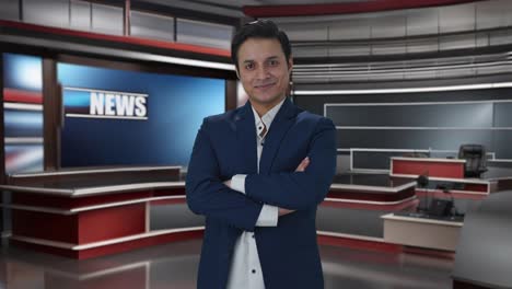 retrato de un feliz periodista indio