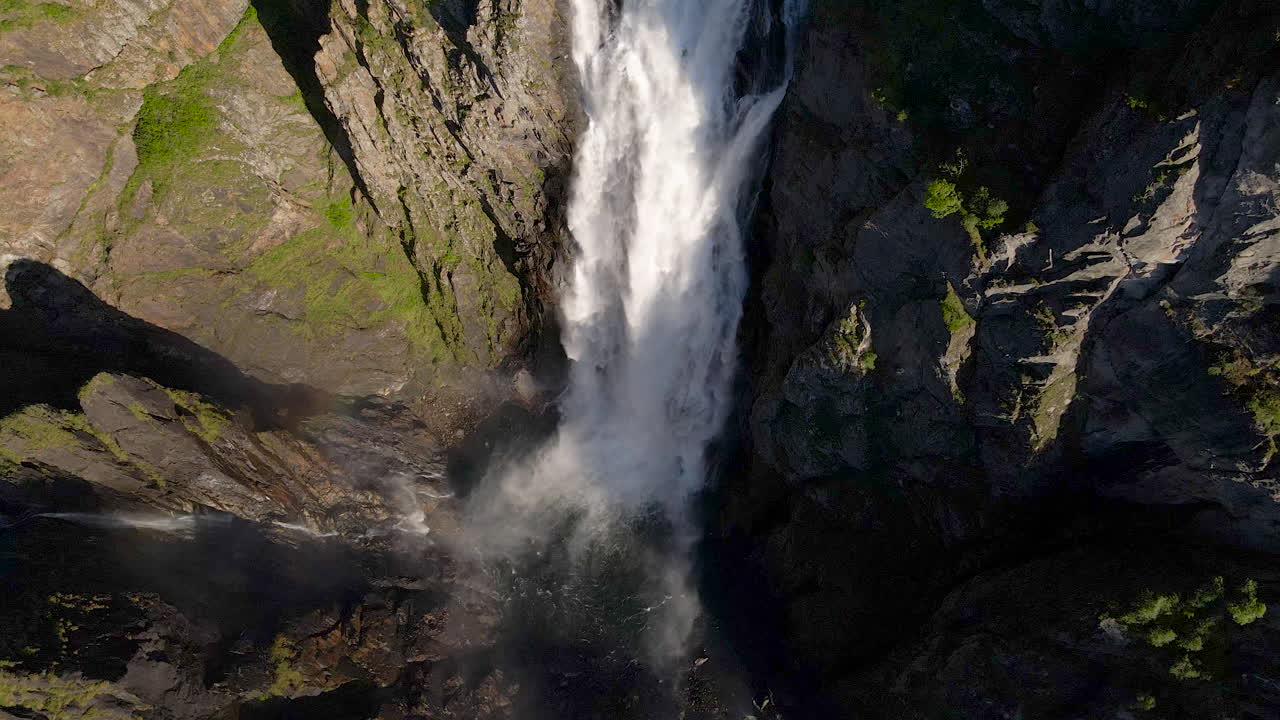 Voringsfossen waterfall copious water supply, Mabodalen valley, Norway
