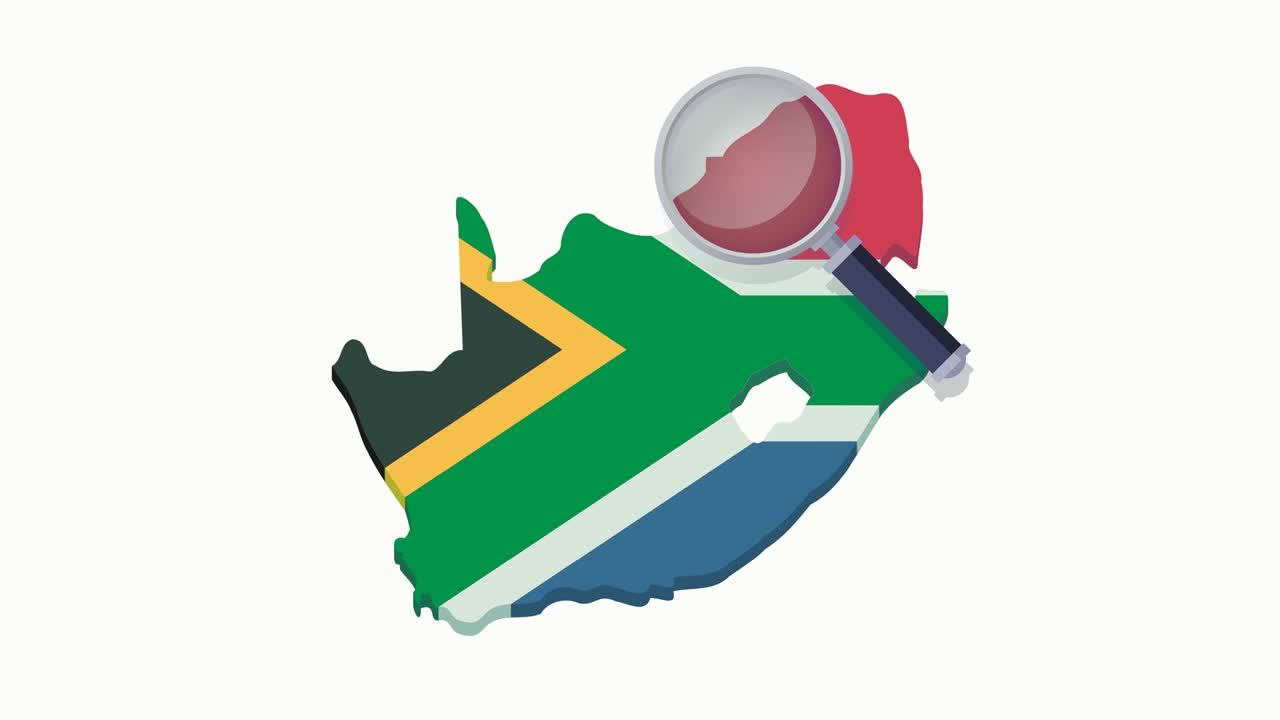 색 바탕에 발이 그려진 남아프리카 공화국 지도에서 대창으로 순환 검색 (평평한 디자인)