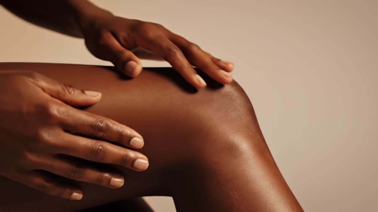 Close up of hand and knee