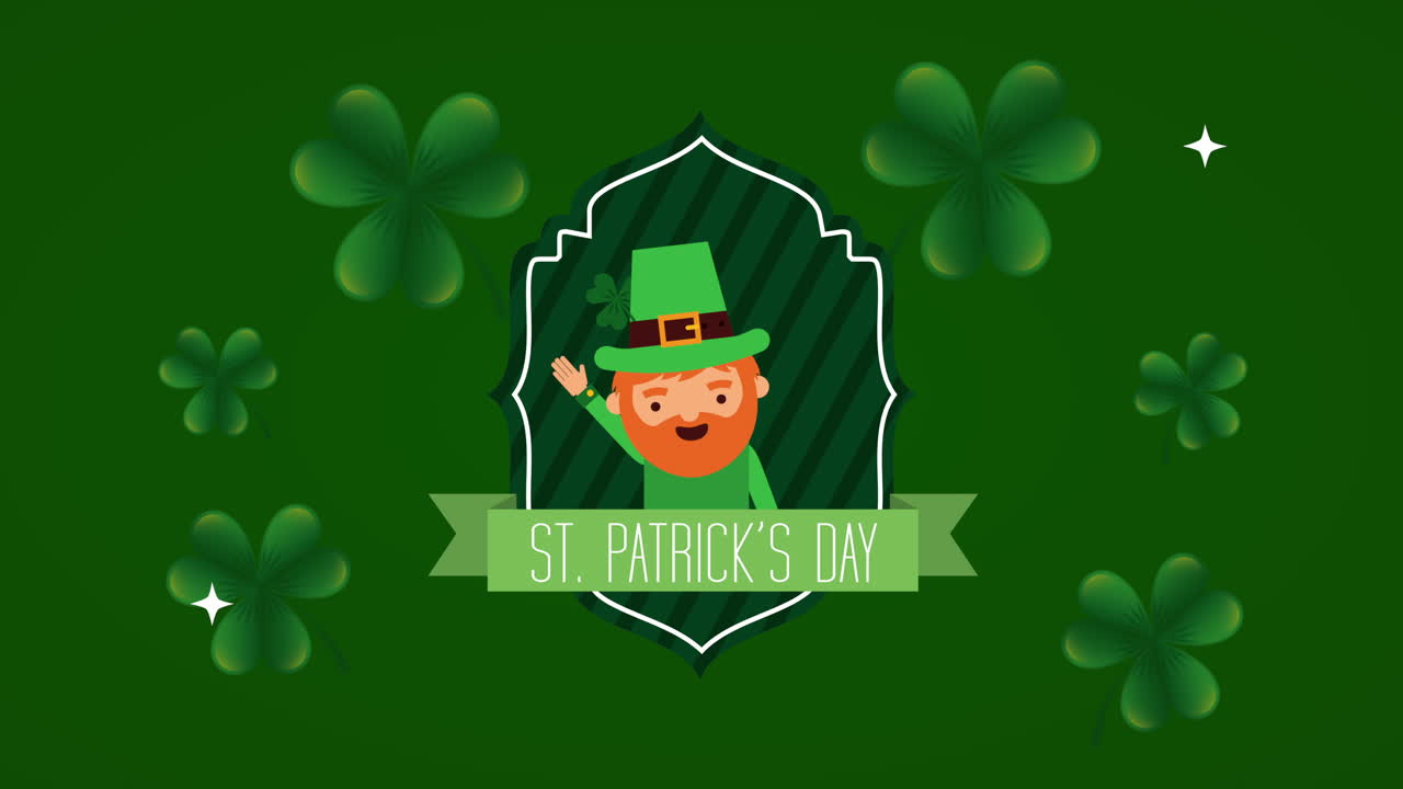 세인트 패트릭스 데이: 엘프 캐릭터와 함께 애니메이션 카드