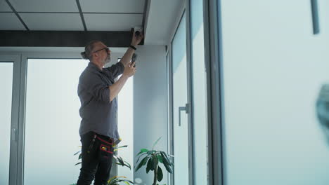 security camera installation by technician