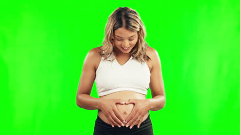 pregnant, heart and stomach of a happy woman