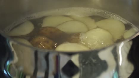 potatoes boiling in slow motion