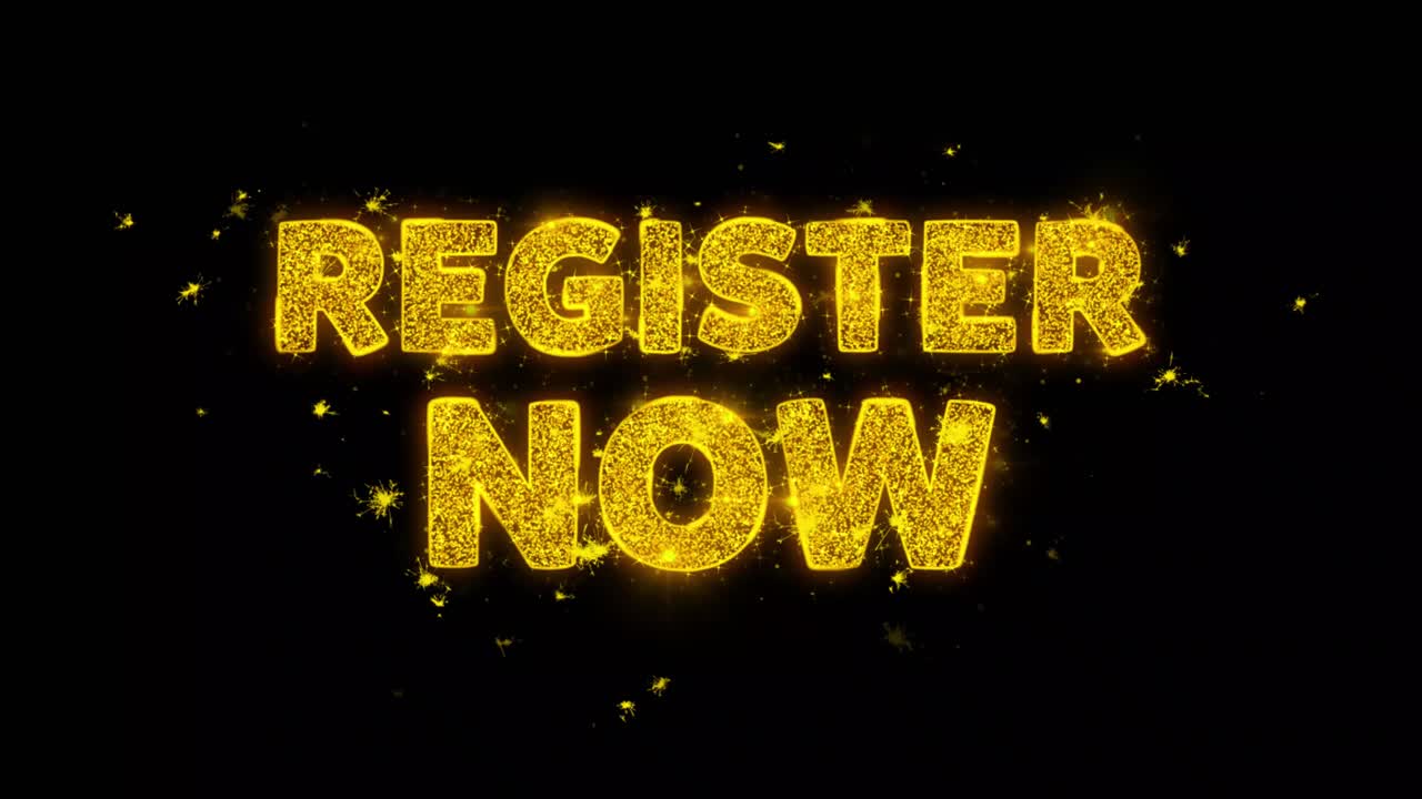 Register Now - Sparkling Gold Text