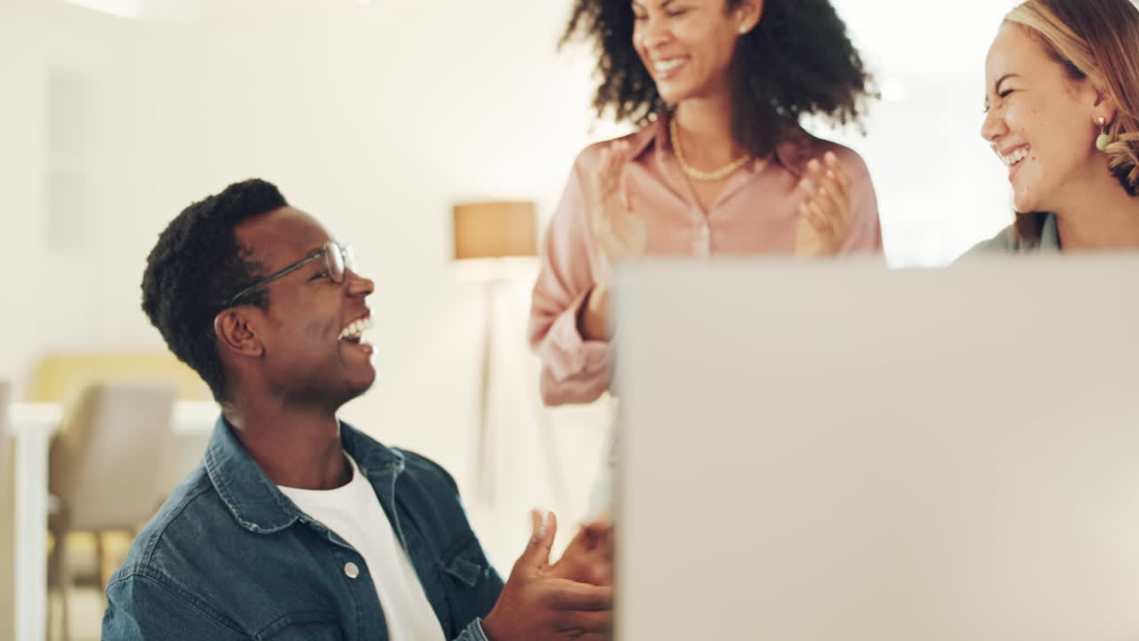 Business people, high five