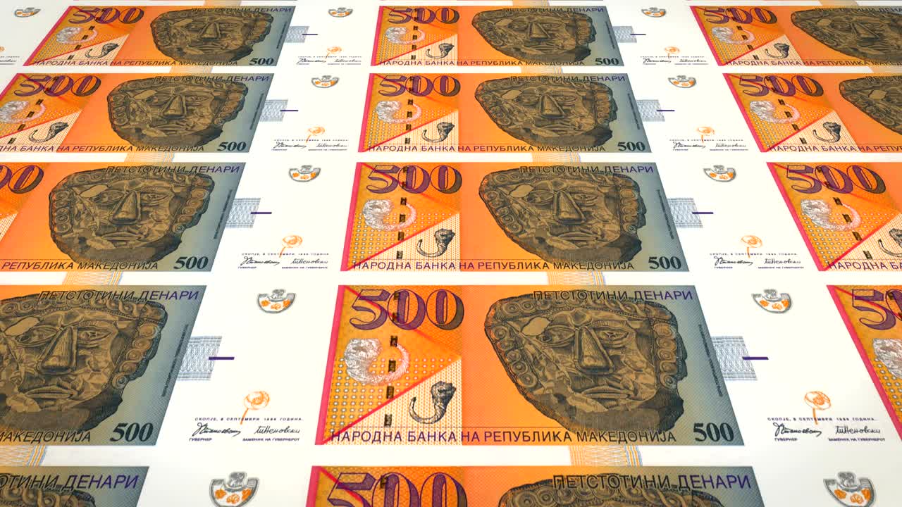 500 마케도니아 데나리 지폐, 현금, 루프