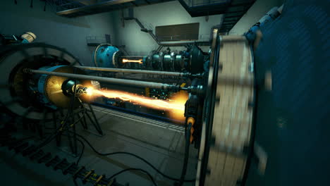 powerful turbine generating energy within an industrial facility