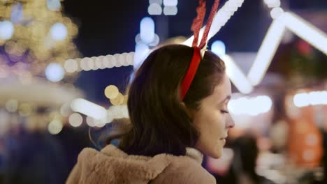 video of attractive woman with deer hairband