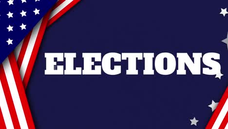 Animation-of-word-Elections-with-U.S.-flag-and-white-stars-on-blue-background