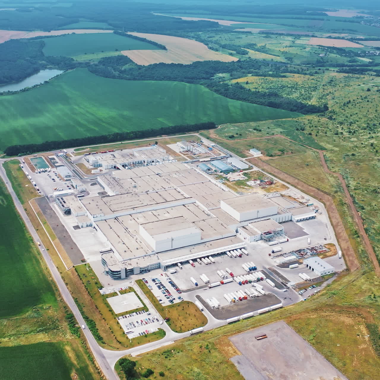 Aerial footage of a large industrial complex. Industrial background.