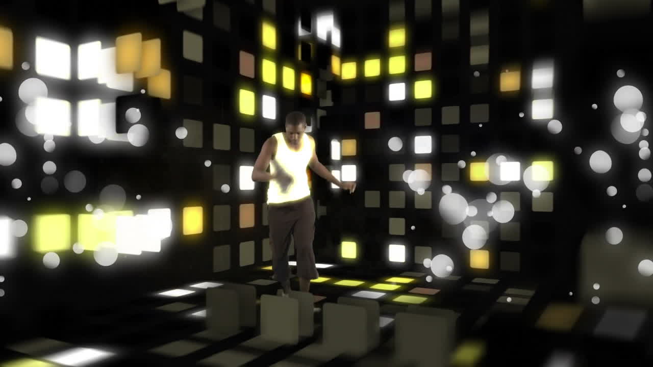 два танцора с квадратами света