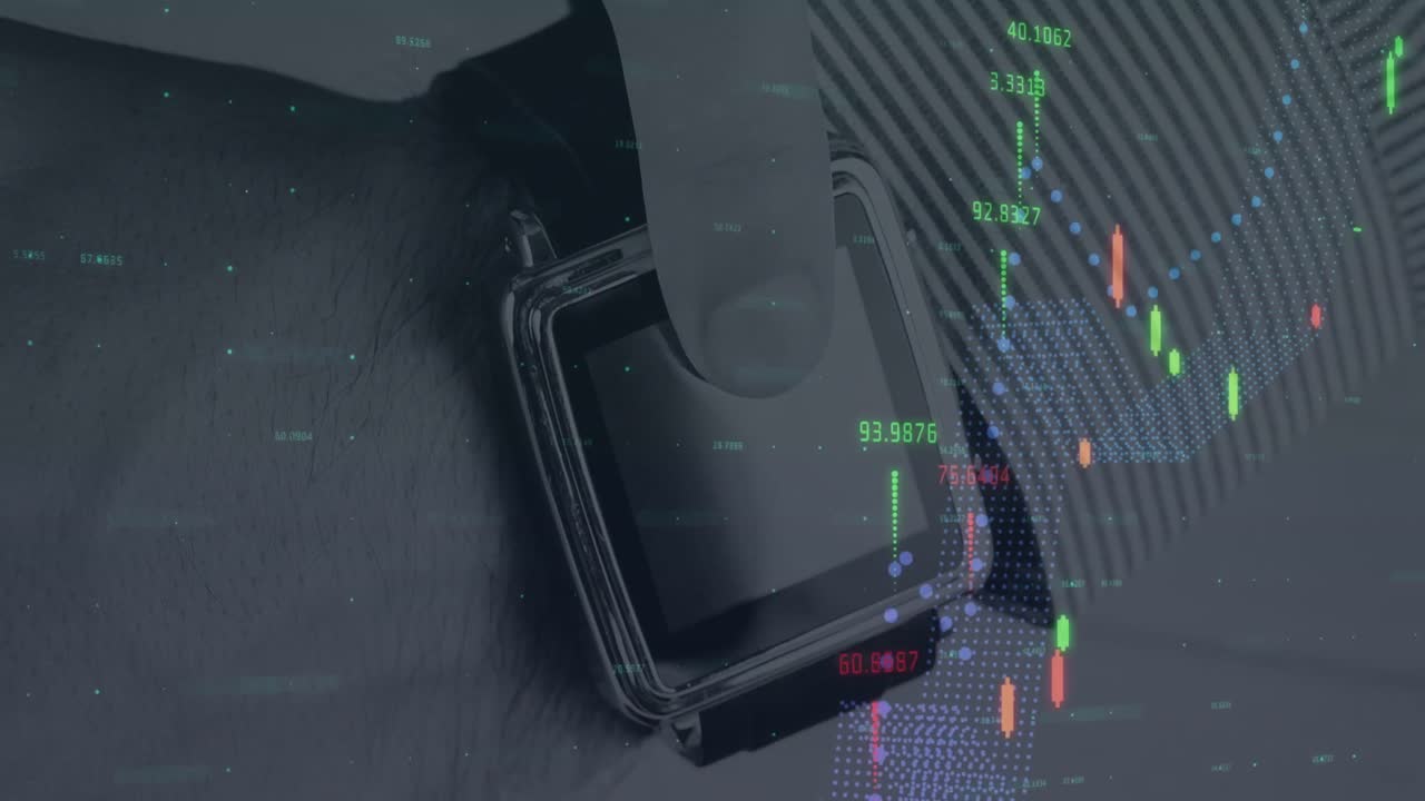 Animation of data processing over hand using smartwatch