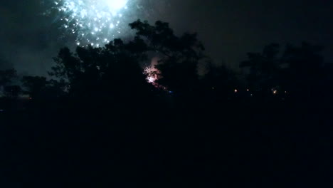 drone descending over fireworks display