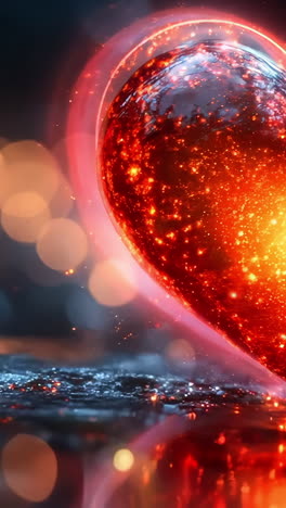a heart with a bright red glow is surrounded by a blurry background. the heart is surrounded by a glowing light, which gives it a sense of warmth and love. the blurry background adds a dreamy