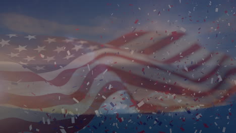 animación de confeti sobre la bandera de los ee.uu.
