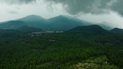 DRONE-SHOT-OF-ANGAHUAN-IN-URUAPAN-MICHOACAN-ON-A-CLUDY-DAY-WITH-THUNDERSTORMS