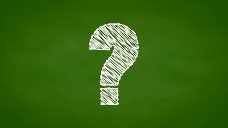 Question mark animation, chalk sketch style on green chalk board, confusion concept