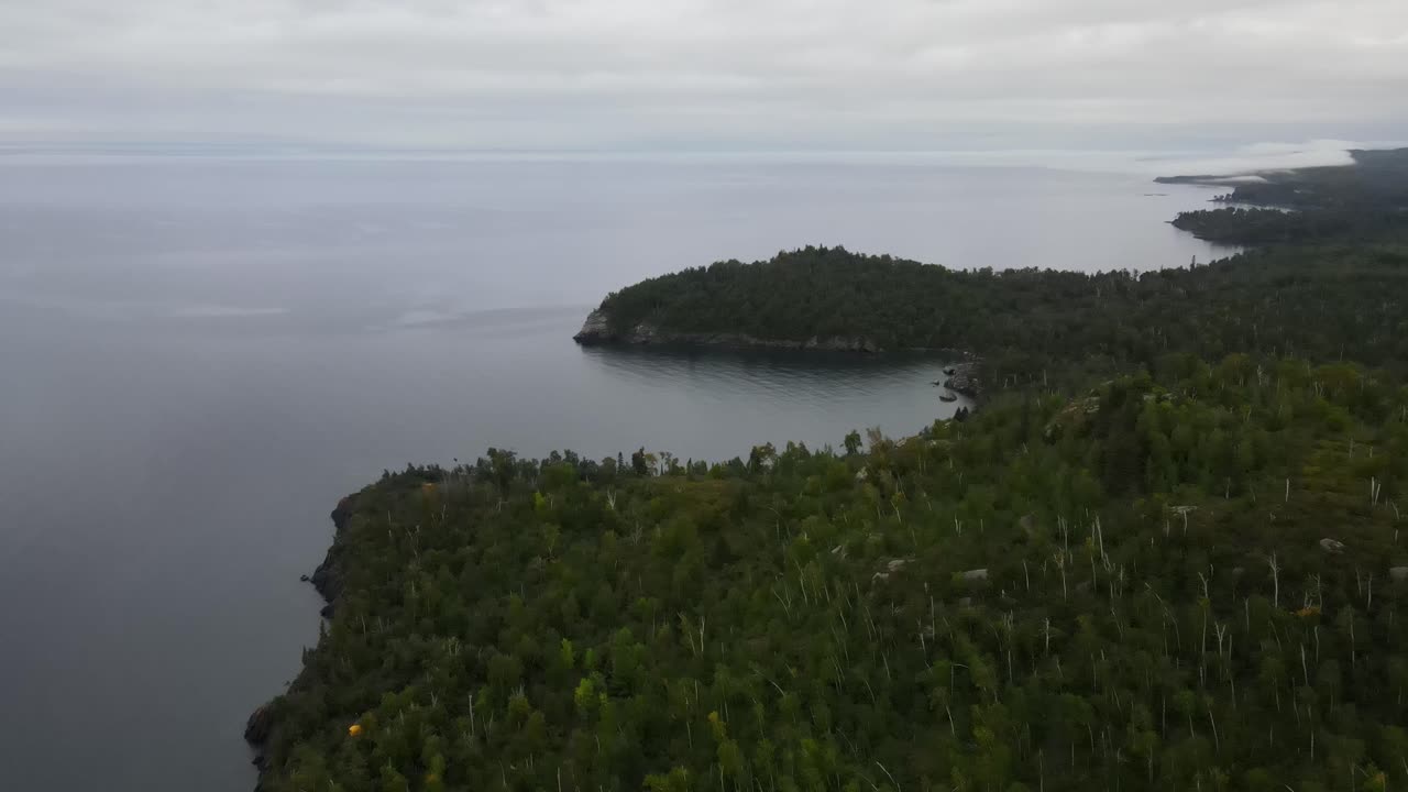 aerial view of a forest amazing landscape in north shore of lake superior minnesota