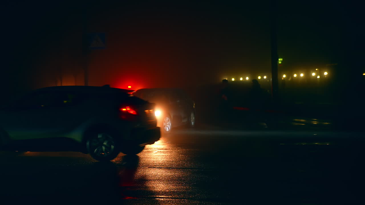 Night City Traffic in Fog