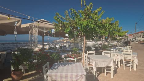 greek peloponnese waterfront restaurant, peaceful fishing port