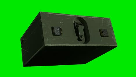 wooden box for weapons on green chromakey background