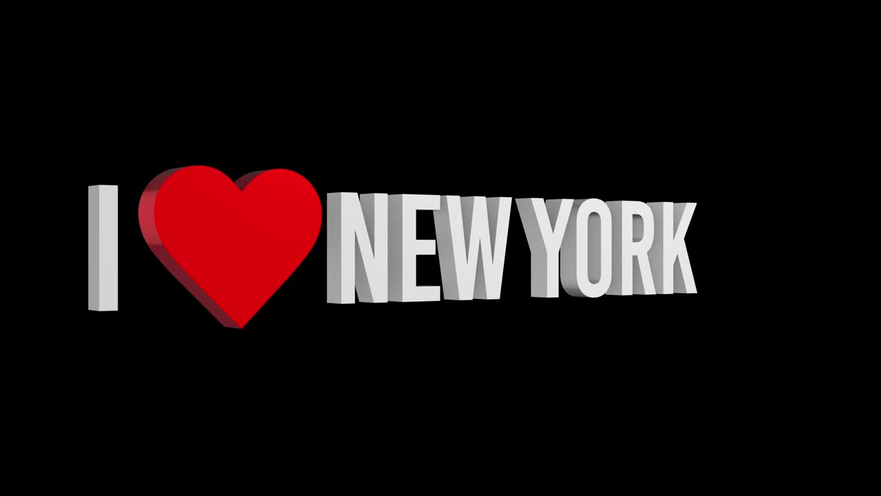 I love New York. Text and heart 3d. Alpha channel