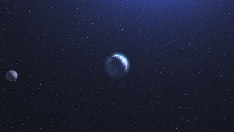 planet and moon in space