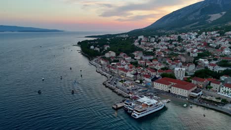 bol city town harbour port brac island croatia drone aerial view summer balkans country adriatic sea dalmatian coast