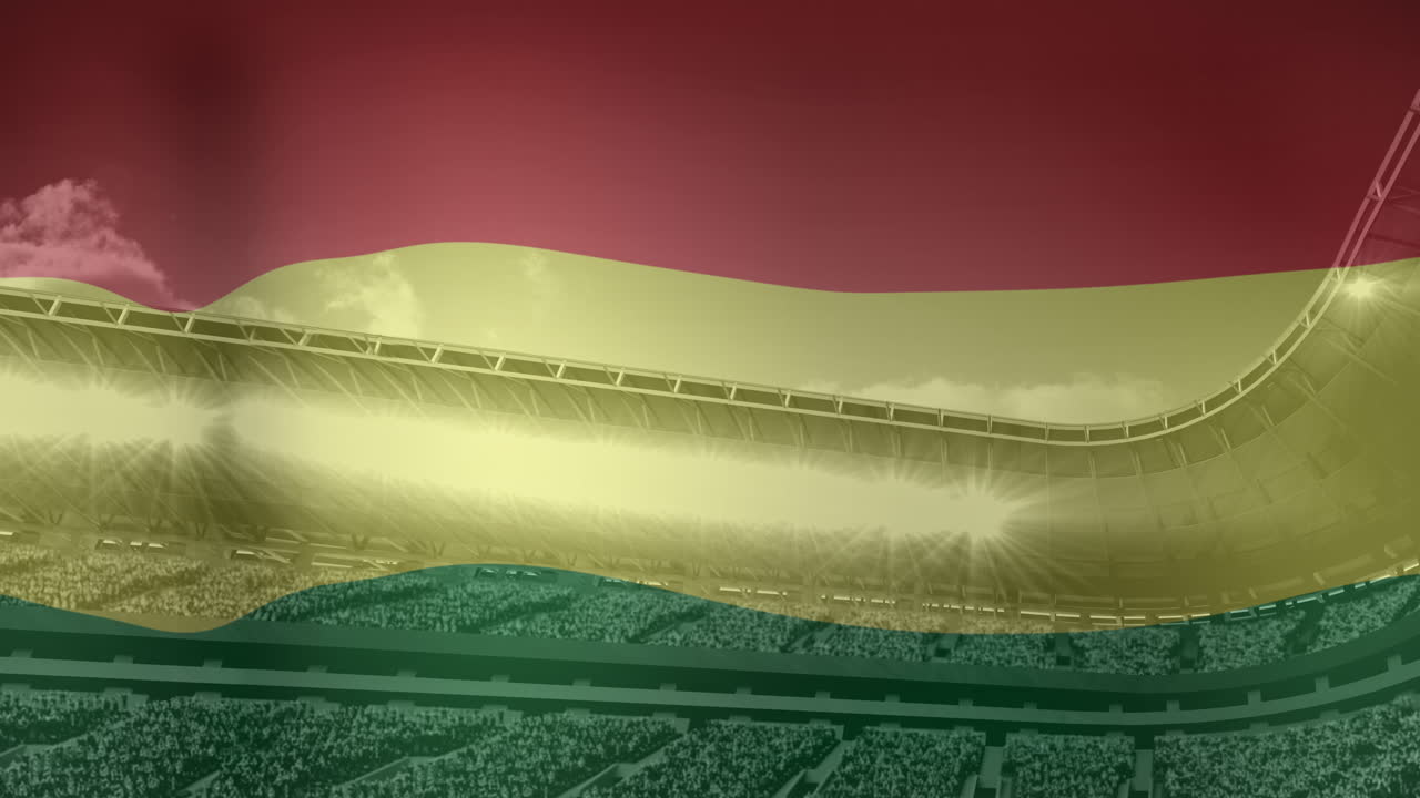 animación de la bandera panafricana sobre el estadio deportivo