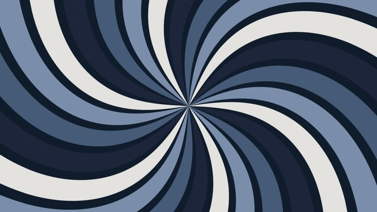 파란색과 색의 곡선 라디얼 라인은 4k 배경의 중앙을 중심으로 회전합니다.
