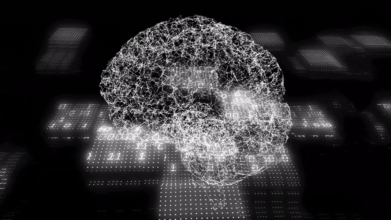Animation of data processing over human brain