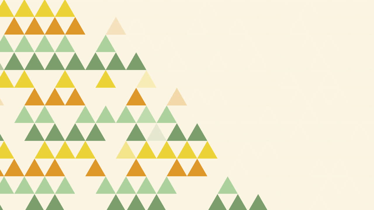 Abstract geometric triangle pattern in retro style. Loop animation. Yellow background with empty space for text.