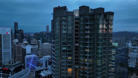 Aerial-shot-of-new-development-of-Brisbane-Skyscraper,-443-Queen-St-Brisbane-City