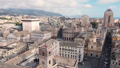 genoa's historic center, showcasing its mix of ancient architecture and coastal charm, aerial view