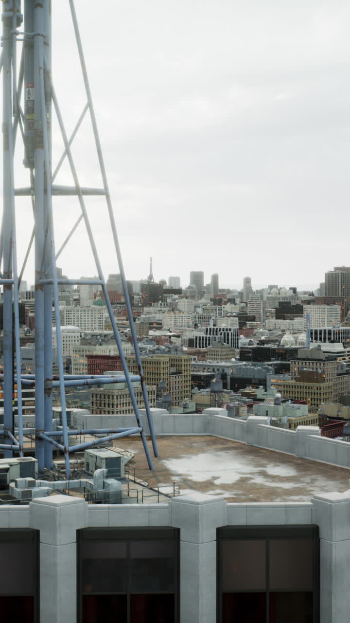 vista aérea de un paisaje urbano con una gran estructura de acero