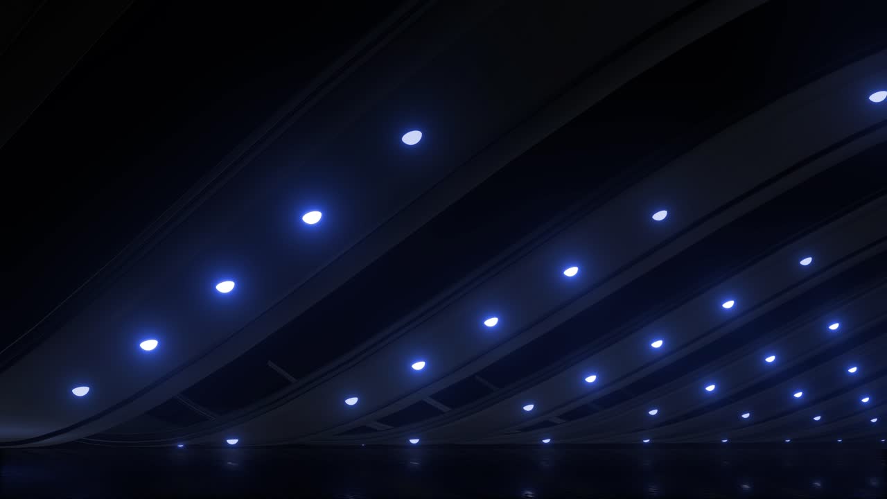 Abstract Futuristic Interior with Blue Lights