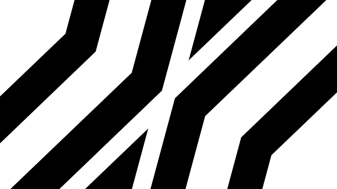 Linee geometriche in bianco e nero che si muovono e si intersecano