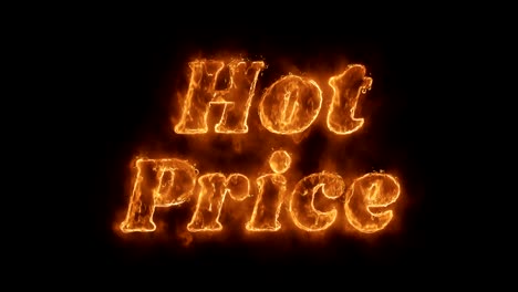 palabra de precio caliente animado caliente quema ciclo de llama de fuego realista.