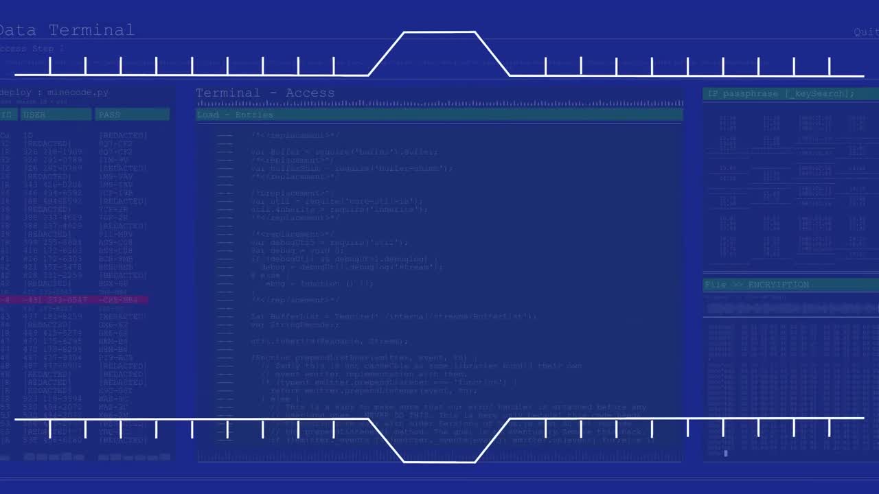 animación de la interfaz digital sobre un fondo azul