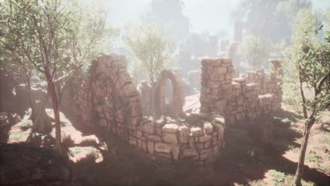 ruinas cerca de piedras rocosas rojas