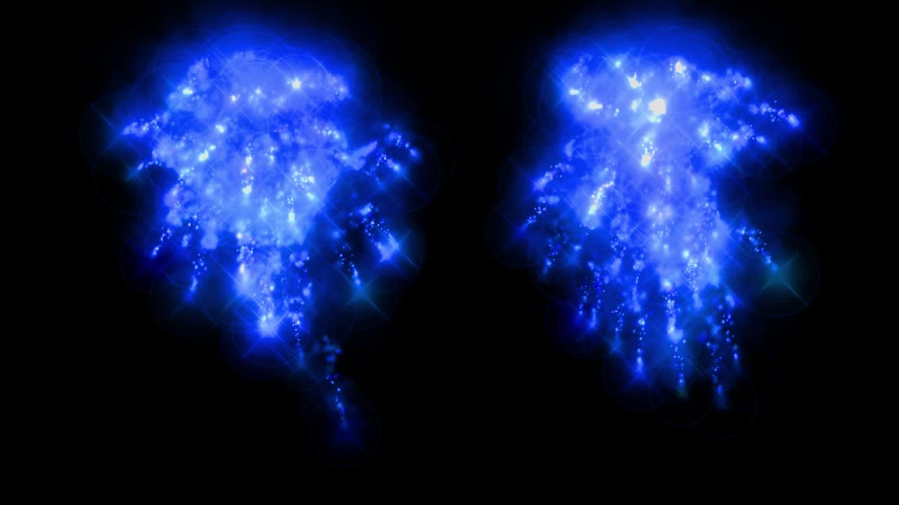 Animazione motion graphics: scintille, fuoco, particelle colorate