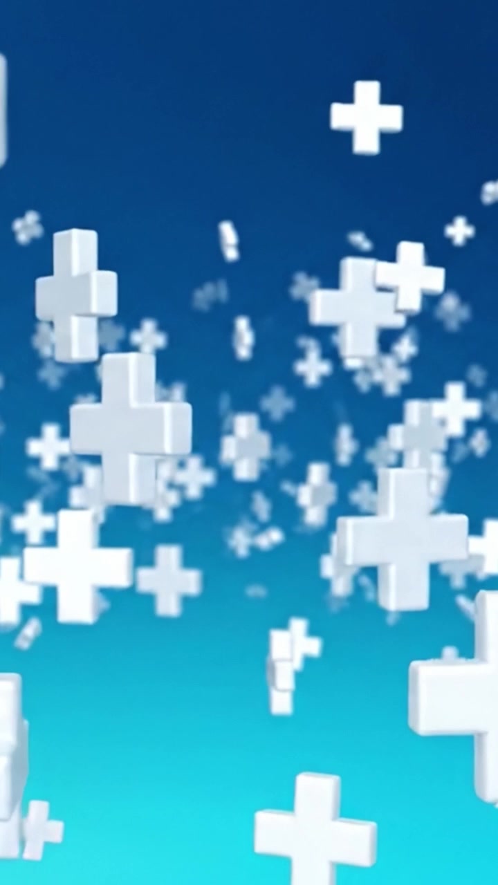 A Dynamic Showcase of Floating 3D Plus Symbols in a Gradient Background, Representing Positive Growth, Connectivity, and Expansion in a Vibrant Visual Experience