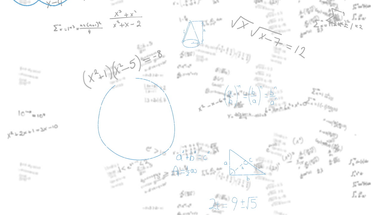 색 배경에 수학적 데이터 처리의 애니메이션