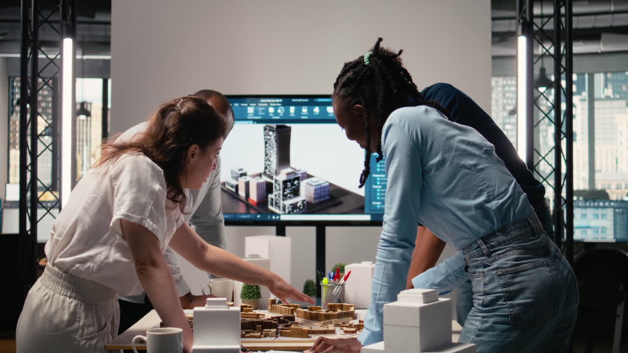 Close up of developers creating the layout for a residential project
