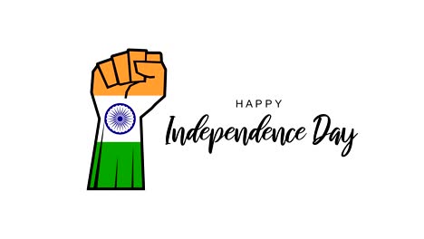 día de la independencia de la india en fondo blanco con el puño como bandera de la india. animación 4k