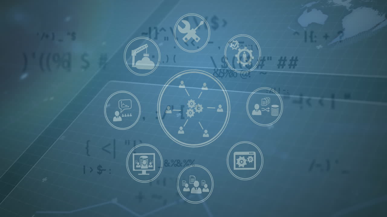 animación de los iconos sobre la cuadrícula