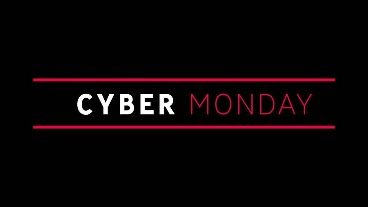 el texto blanco y rojo de cyber monday aparece